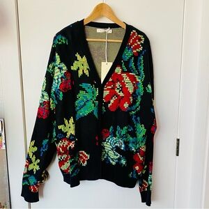MNML Multicolor Floral Print Knit Cardigan NWT!